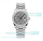 RA Factory Swiss Replica Rolex Day-Date Meteorite Dial Watch with Diamonds